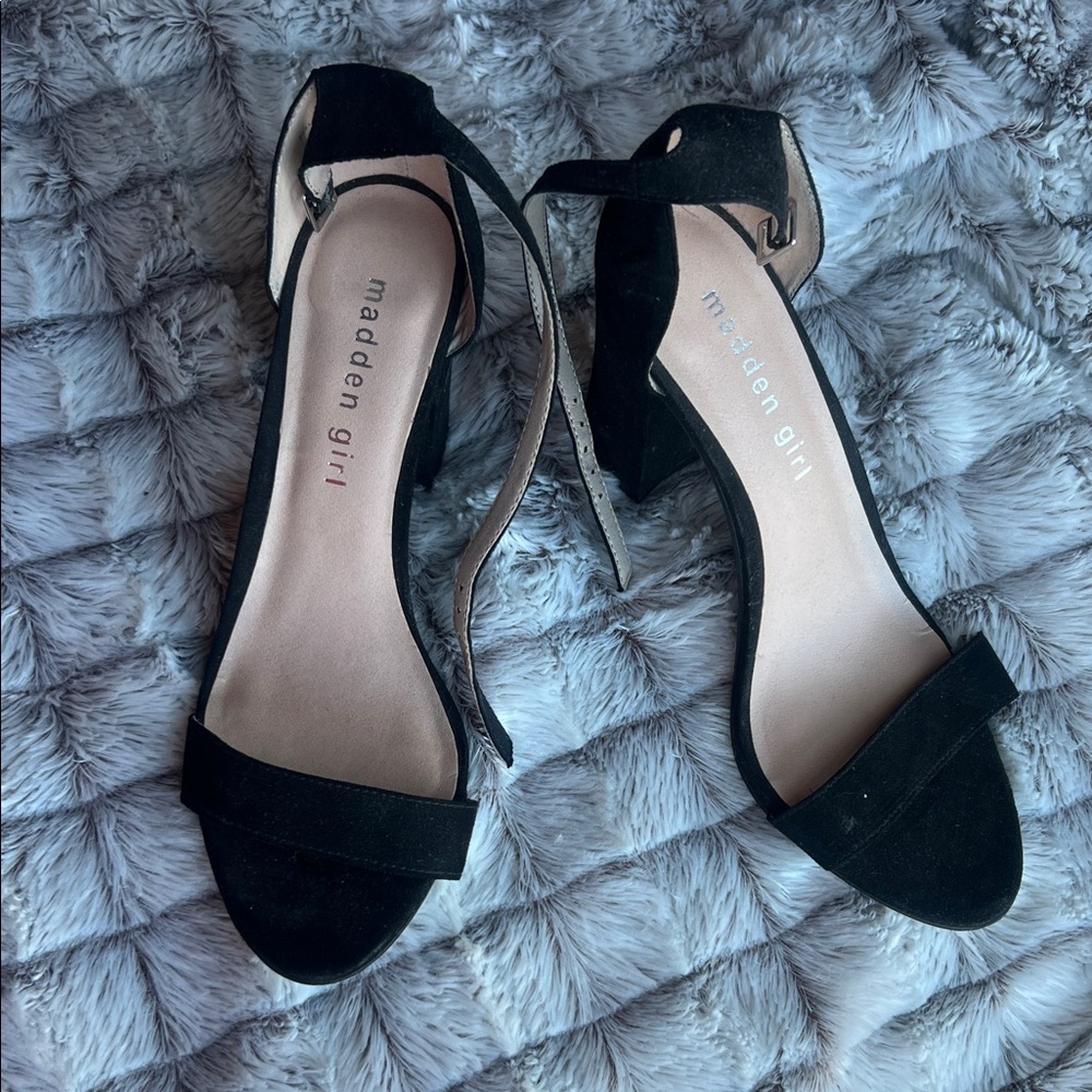 Madden Girl Beella Black Ankle Strap Heels